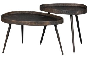 WOOOD Set dvou konferenčn&iacute;ch stolků Educro 71x52 / 54x41 cm s bronzov&yacute;m dekorem