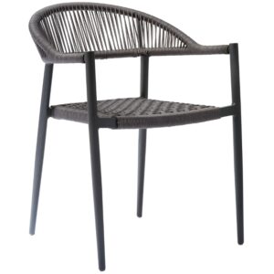 WOOOD Set dvou tmavě &scaron;ed&yacute;ch hlin&iacute;kov&yacute;ch zahradn&iacute;ch židl&iacute; Pue