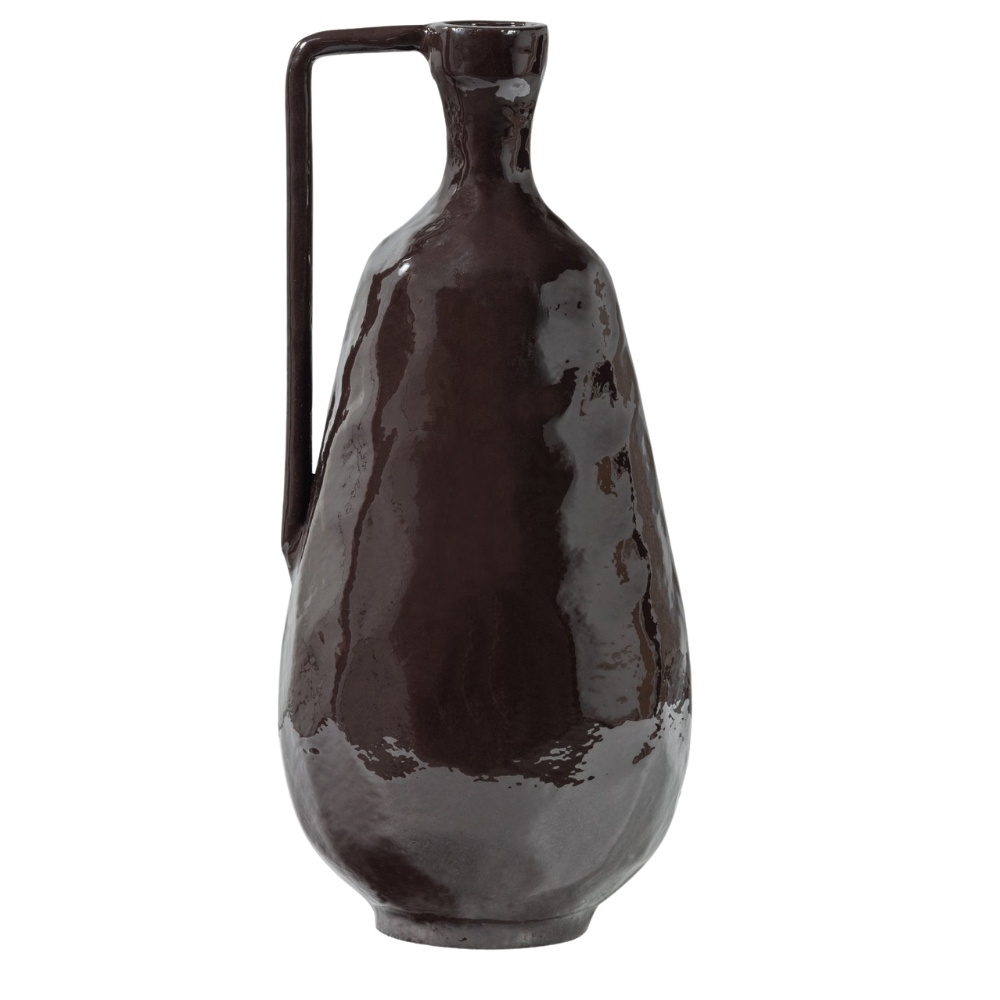 WOOOD Tmavě hnědá kovová váza Indre 36 cm