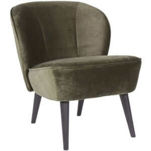 WOOOD Tmavě zelen&eacute; sametov&eacute; křeslo Norma