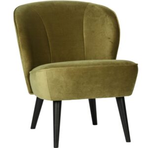 WOOOD Vojensky zelen&eacute; sametov&eacute; křeslo Norma