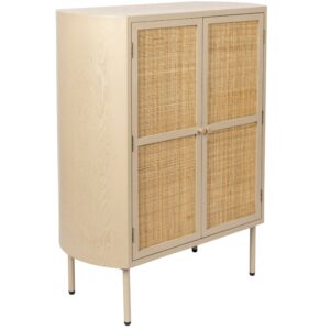 White Label B&eacute;žov&aacute; dřevěn&aacute; komoda s ratanovou v&yacute;pln&iacute; WLL AMAYA 80 x 38 cm