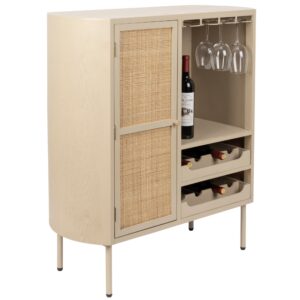 White Label B&eacute;žov&aacute; dřevěn&aacute; vinot&eacute;ka s ratanovou v&yacute;pln&iacute; WLL AMAYA 90 x 38 cm