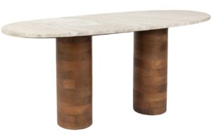 White Label B&eacute;žov&yacute; mramorov&yacute; konferenčn&iacute; stolek WLL KOUK 100 x 40 cm