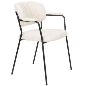 White Label B&iacute;l&aacute; l&aacute;tkov&aacute; j&iacute;deln&iacute; židle WLL Jolien s područkami