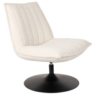 White Label B&iacute;l&eacute; l&aacute;tkov&eacute; boucl&eacute; otočn&eacute; křeslo WLL JAX