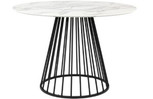 White Label B&iacute;l&yacute; mramorov&yacute; j&iacute;deln&iacute; stůl WLL FLORIS 104 cm