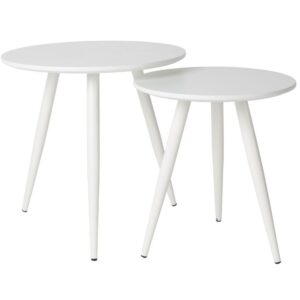 White Label B&iacute;l&yacute; set dvou odkl&aacute;dac&iacute;ch stolků WLL DAVEN 40/50 cm