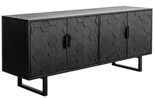 White Label Čern&aacute; dřevěn&aacute; komoda WLL LINC 140 x 36 cm