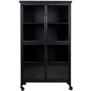 White Label Čern&aacute; dřevěn&aacute; vitr&iacute;na WLL Ferre 133x76 cm