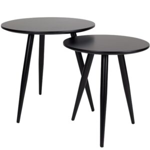 White Label Čern&yacute; set dvou odkl&aacute;dac&iacute;ch stolků WLL DAVEN 40/50 cm