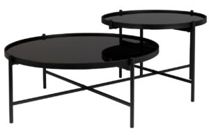 White Label Čern&yacute; skleněn&yacute; konferenčn&iacute; stolek WLL LI 122 x 82 cm