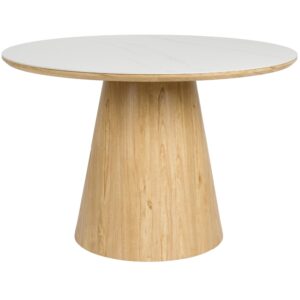 White Label Dubov&yacute; j&iacute;deln&iacute; stůl WLL ALMIRA 115 cm s mramorov&yacute;m dekorem