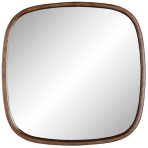 White Label Hněd&eacute; dřevěn&eacute; z&aacute;věsn&eacute; zrcadlo WLL NYKO 50 cm