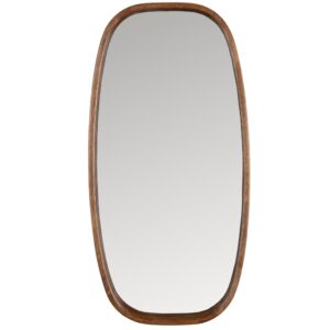 White Label Hněd&eacute; dřevěn&eacute; z&aacute;věsn&eacute; zrcadlo WLL NYKO 80 x 26 cm