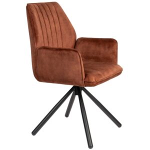 White Label Oranžov&aacute; sametov&aacute; j&iacute;deln&iacute; židle WLL JAMIE