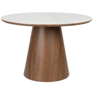 White Label Ořechov&yacute; j&iacute;deln&iacute; stůl WLL ALMIRA 115 cm s mramorov&yacute;m dekorem