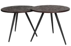 White Label Set dvou tmavě hněd&yacute;ch teakov&yacute;ch odkl&aacute;dac&iacute;ch stolků WLL WEBSTER