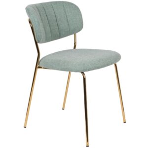 White Label Světle tyrkysov&aacute; l&aacute;tkov&aacute; j&iacute;deln&iacute; židle WLL Jolien se zlatou podnož&iacute;