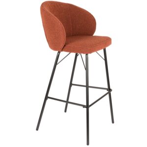 White Label Terakotově červen&aacute; čalouněn&aacute; barov&aacute; židle WLL JOA 75 cm