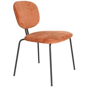 White Label Terakotově červen&aacute; čalouněn&aacute; j&iacute;deln&iacute; židle WLL BOUTON