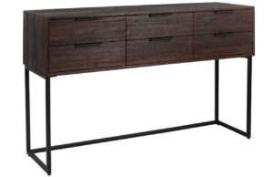 White Label Tmavě hněd&aacute; teakov&aacute; komoda WLL WEBSTER 135 x 35 cm