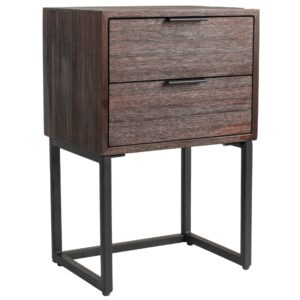 White Label Tmavě hněd&yacute; teakov&yacute; odkl&aacute;dac&iacute; stolek WLL WEBSTER 40 x 30 cm