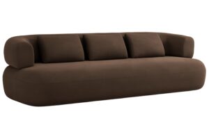 Windsor & Co Hněd&aacute; sametov&aacute; čtyřm&iacute;stn&aacute; pohovka Aldrin 226 cm