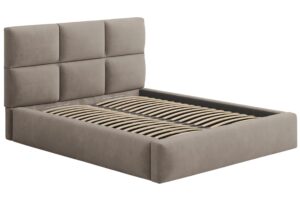 Windsor & Co Hněd&aacute; sametov&aacute; dvoulůžkov&aacute; postel Libera 160 x 200 cm s &uacute;ložn&yacute;m prostorem