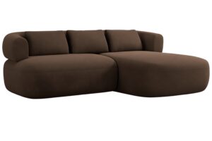 Windsor & Co Hněd&aacute; sametov&aacute; rohov&aacute; pohovka Aldrin 200 cm