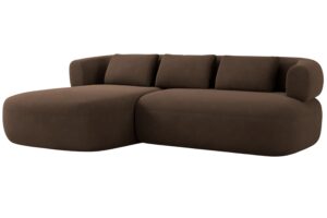 Windsor & Co Hněd&aacute; sametov&aacute; rohov&aacute; pohovka Aldrin 225 cm