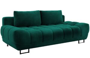 Windsor & Co Lahvově zelen&aacute; sametov&aacute; rozkl&aacute;dac&iacute; pohovka Cirrus 215 cm