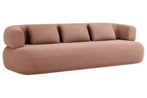 Windsor & Co Růžov&aacute; sametov&aacute; čtyřm&iacute;stn&aacute; pohovka Aldrin 226 cm