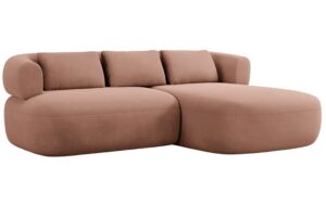 Windsor & Co Růžov&aacute; sametov&aacute; rohov&aacute; pohovka Aldrin 200 cm