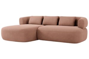 Windsor & Co Růžov&aacute; sametov&aacute; rohov&aacute; pohovka Aldrin 225 cm