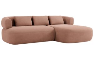 Windsor & Co Růžov&aacute; sametov&aacute; rohov&aacute; pohovka Aldrin 225 cm