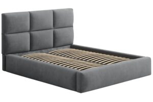 Windsor & Co &Scaron;ed&aacute; sametov&aacute; dvoulůžkov&aacute; postel Libera 180 x 200 cm s &uacute;ložn&yacute;m prostorem