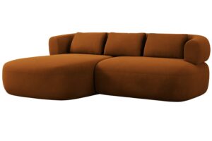 Windsor & Co Terakotově oranžov&aacute; sametov&aacute; rohov&aacute; pohovka Aldrin 200 cm