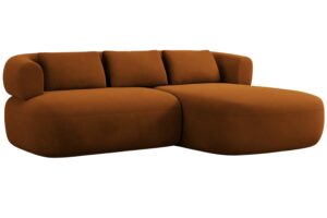 Windsor & Co Terakotově oranžov&aacute; sametov&aacute; rohov&aacute; pohovka Aldrin 200 cm