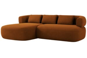 Windsor & Co Terakotově oranžov&aacute; sametov&aacute; rohov&aacute; pohovka Aldrin 225 cm