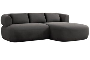 Windsor & Co Tmavě &scaron;ed&aacute; sametov&aacute; rohov&aacute; pohovka Aldrin 200 cm