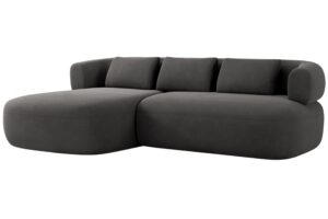 Windsor & Co Tmavě &scaron;ed&aacute; sametov&aacute; rohov&aacute; pohovka Aldrin 225 cm