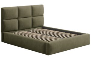 Windsor & Co Zelen&aacute; sametov&aacute; dvoulůžkov&aacute; postel Libera 180 x 200 cm s &uacute;ložn&yacute;m prostorem