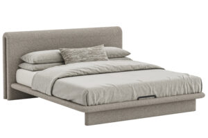 Woodsoft B&eacute;žov&aacute; boucl&eacute; dvoulůžkov&aacute; postel Nola 200 x 200 cm