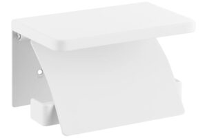 YAMAZAKI B&iacute;l&yacute; kovov&yacute; drž&aacute;k na toaletn&iacute; pap&iacute;r Tower 14 cm