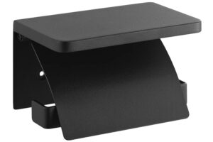 YAMAZAKI Čern&yacute; kovov&yacute; drž&aacute;k na toaletn&iacute; pap&iacute;r Tower 14 cm