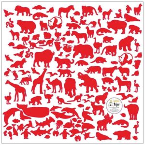 Yellow Tipi Červen&eacute; samolepky na zeď World Animals 60 x 60 cm