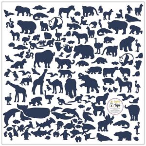 Yellow Tipi Modr&eacute; samolepky na zeď World Animals 60 x 60 cm