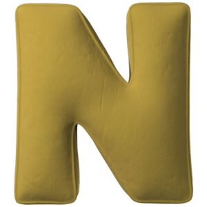 Yellow Tipi Olivově zelen&yacute; sametov&yacute; pol&scaron;t&aacute;ř p&iacute;smeno N 40 cm