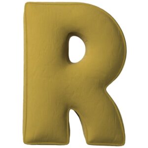 Yellow Tipi Olivově zelen&yacute; sametov&yacute; pol&scaron;t&aacute;ř p&iacute;smeno R 40 cm